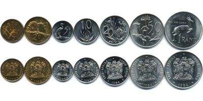 Южно-Африканская Республика ( ЮАР ). Годовой комплект монет  - 1, 2, 5, 10, 20 и 50 центов, 1 ранд. 1983 или 1989 г.